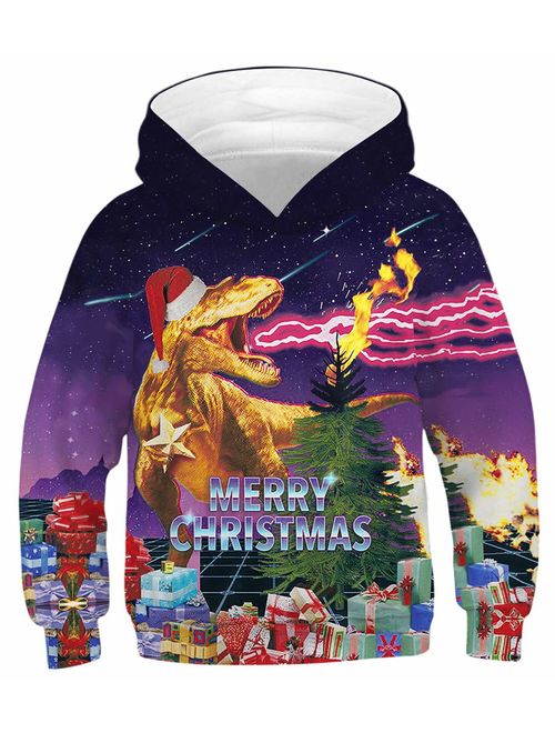 GLUDEAR Teen Boys Girls Novelty Animal Galaxy Hoodies Sweatshirts Pullover