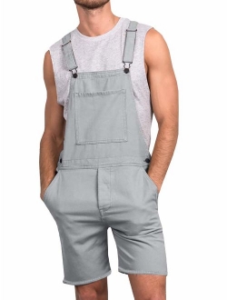 Gtealife Mens Bib Overall Shorts Lightweight Casual Loose Fit Walkshort Jumpsuit Button Hole Rompers