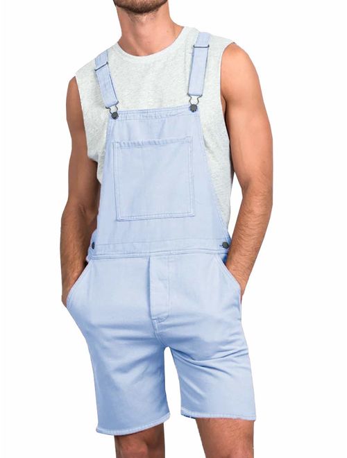 Gtealife Mens Bib Overall Shorts Lightweight Casual Loose Fit Walkshort Jumpsuit Button Hole Rompers