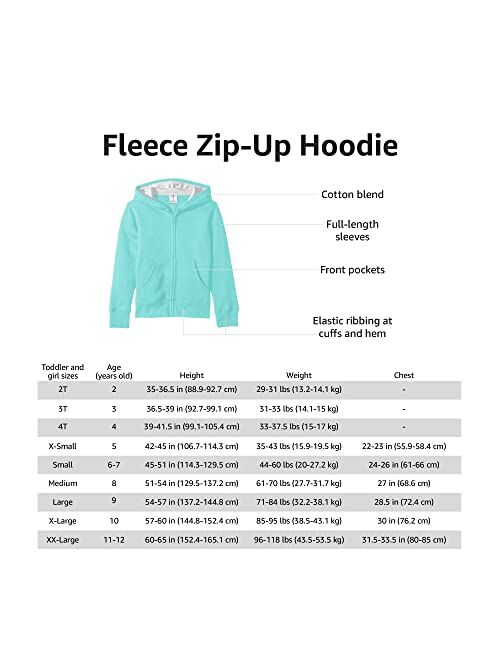 Amazon Essentials Girls' Fleece Zip-up Hoodie