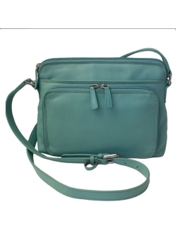 ili New York 6333 Leather Shoulder Handbag with Side Organizer