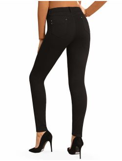 Bamans Women's Slim Leg Petite Ponte Knit Stretch Skinny Comfort Fit Yoga Dress Pants