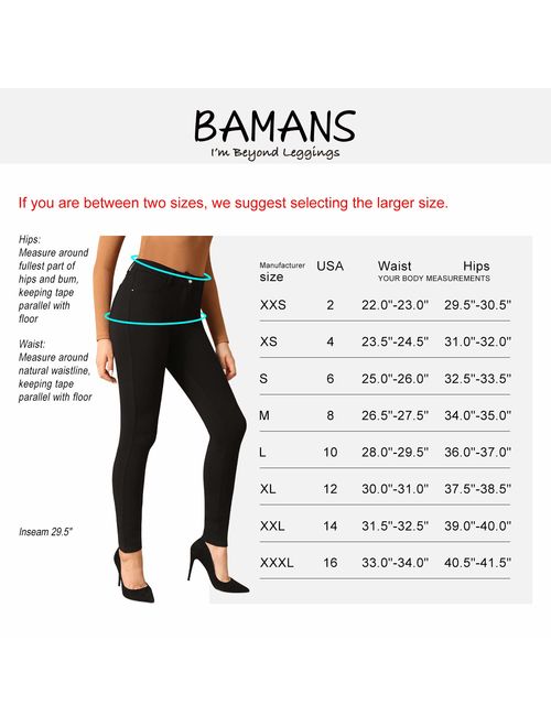 Bamans Women's Slim Leg Petite Ponte Knit Stretch Skinny Comfort Fit Yoga Dress Pants