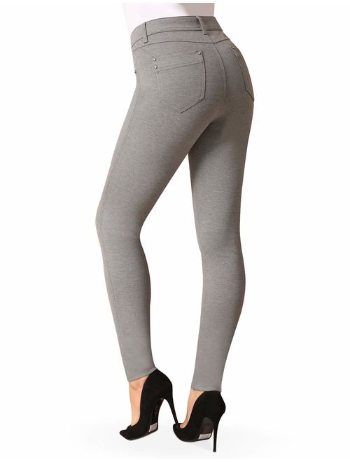 Bamans Women's Slim Leg Petite Ponte Knit Stretch Skinny Comfort Fit Yoga Dress Pants