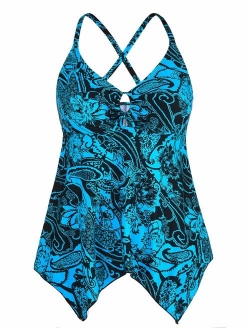 Women's Tankini Swimsuits Modest Flowy Crossback Plus Size Bathing Suit Top