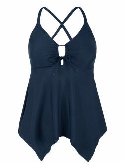 Women's Tankini Swimsuits Modest Flowy Crossback Plus Size Bathing Suit Top