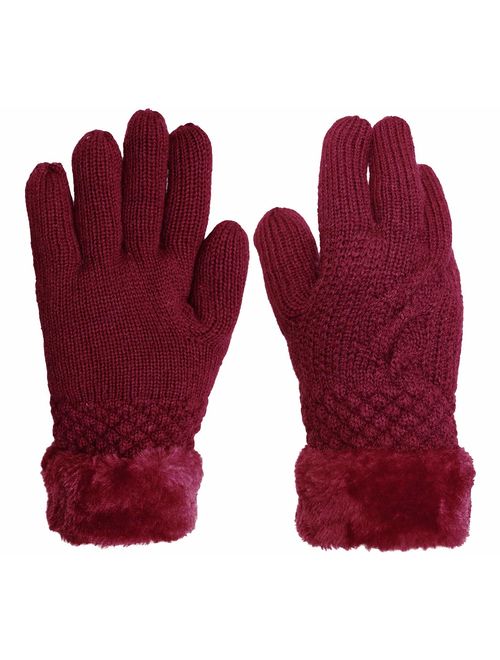 KMystic Women's Thick Knitted Warm Winter Gloves