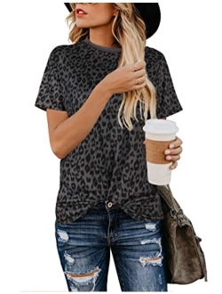 BMJL Women's Casual Cute Shirts Leopard Print Tops Basic Soft Blouse