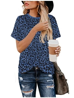 BMJL Women's Casual Cute Shirts Leopard Print Tops Basic Soft Blouse