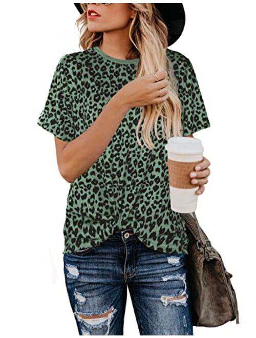 BMJL Women's Casual Cute Shirts Leopard Print Tops Basic Soft Blouse