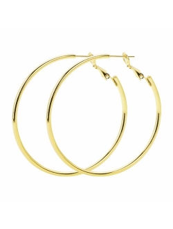 Rugewelry 925 Sterling Silver Hoop Earrings,18K Gold Plated Polished Round Hoop Earrings For Women,Girls' Gifts