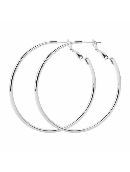 Rugewelry 925 Sterling Silver Hoop Earrings,18K Gold Plated Polished Round Hoop Earrings For Women,Girls' Gifts