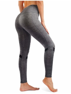 Rocorose Women's Yoga Pants High Waist Tummy Control 4 Way Stretch Moto Leggings