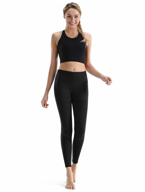 Rocorose Women's Yoga Pants High Waist Tummy Control 4 Way Stretch Moto Leggings