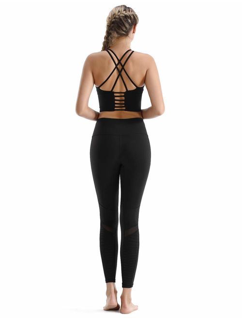 Rocorose Women's Yoga Pants High Waist Tummy Control 4 Way Stretch Moto Leggings