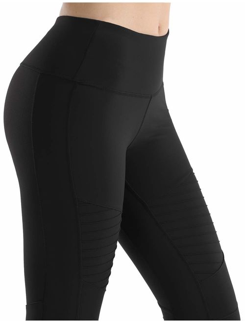 Rocorose Women's Yoga Pants High Waist Tummy Control 4 Way Stretch Moto Leggings