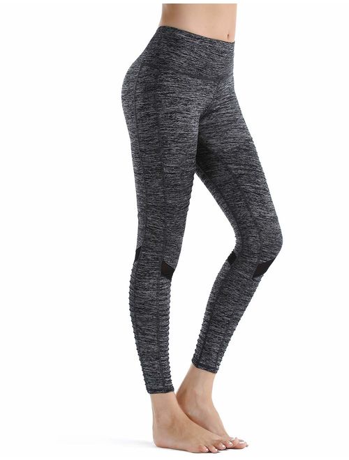 Rocorose Women's Yoga Pants High Waist Tummy Control 4 Way Stretch Moto Leggings