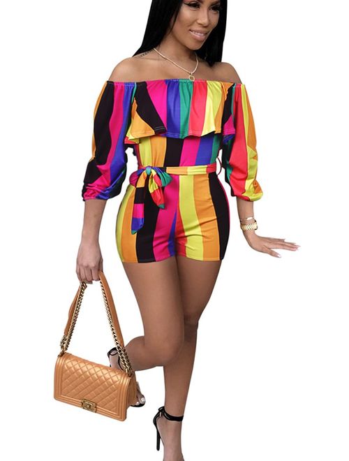 Sexy Two Piece Shorts Set - African Floral Jumpsuits Rompers Vacation Club Outfit