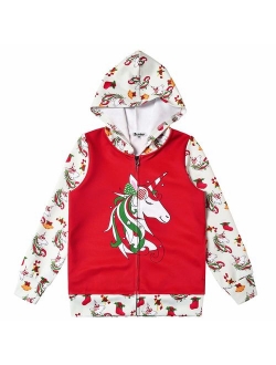 Girls Zip Up Hoodie Jacket Unicorn Sweatshirt with Pockets