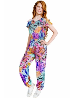 TRULY ME, Big Girls' Designer Printed Spring/Summer Jumpsuit, Size 7-16