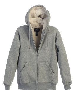 Men Heavyweight Sherpa Lined Fleece Hoodie Jacket