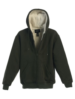 Men Heavyweight Sherpa Lined Fleece Hoodie Jacket