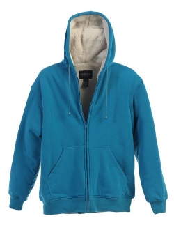 Men Heavyweight Sherpa Lined Fleece Hoodie Jacket