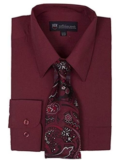 Milano Moda Men's Long Sleeve Dress Shirt With Matching Tie And Handkerchief SG21A