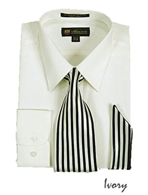 Milano Moda Men's Long Sleeve Dress Shirt With Matching Tie And Handkerchief SG21A