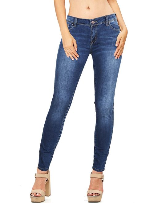 Wax Women's Juniors Basic Stretchy Fit Skinny Jeans