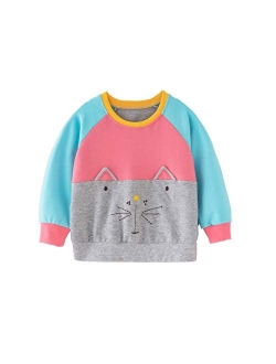 HUAER& Baby Girl Cotton Long Sleeved Pullover Sweatshirt