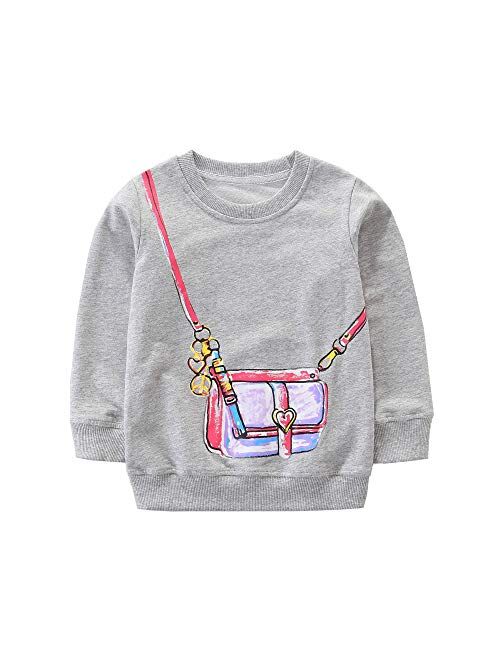 HUAER& Baby Girl Cotton Long Sleeved Pullover Sweatshirt