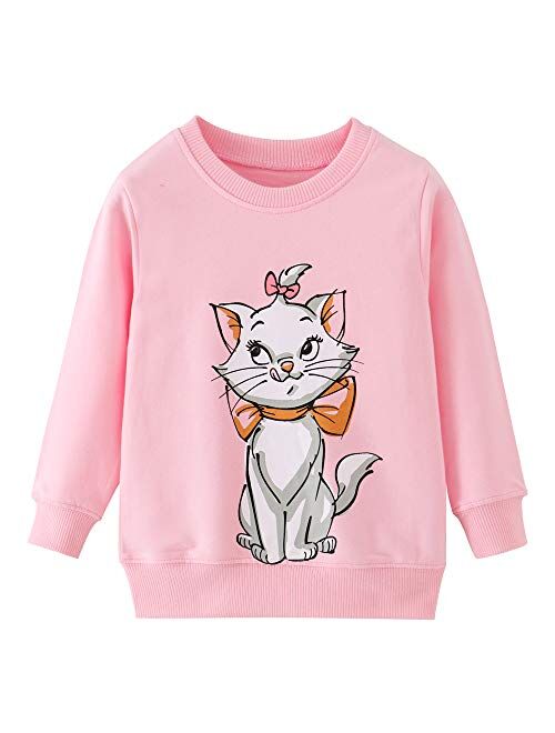 HUAER& Baby Girl Cotton Long Sleeved Pullover Sweatshirt