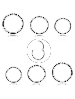 FIBO STEEL 2-8 Pcs 6-12mm Stainless Steel 16g 18g Cartilage Hoop Earrings for Men Women Nose Ring Helix Septum Couch Daith Lip Tragus Piercing Jewelry Set