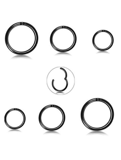 FIBO STEEL 2-8 Pcs 6-12mm Stainless Steel 16g 18g Cartilage Hoop Earrings for Men Women Nose Ring Helix Septum Couch Daith Lip Tragus Piercing Jewelry Set