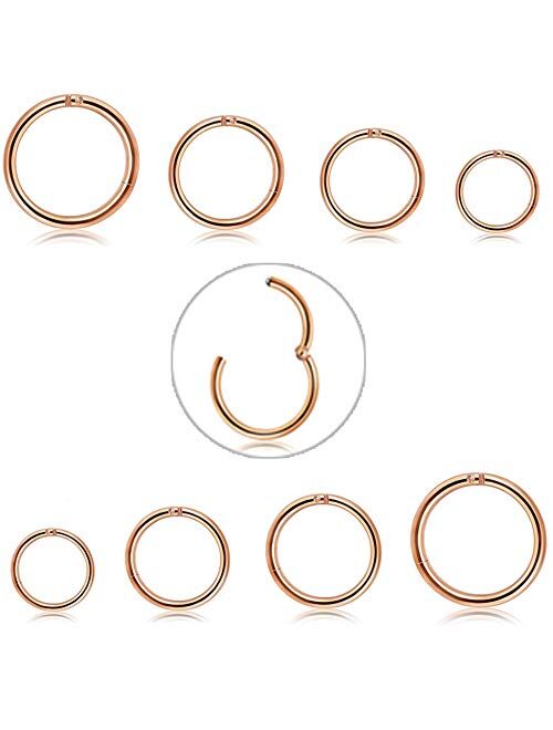 FIBO STEEL 2-8 Pcs 6-12mm Stainless Steel 16g 18g Cartilage Hoop Earrings for Men Women Nose Ring Helix Septum Couch Daith Lip Tragus Piercing Jewelry Set