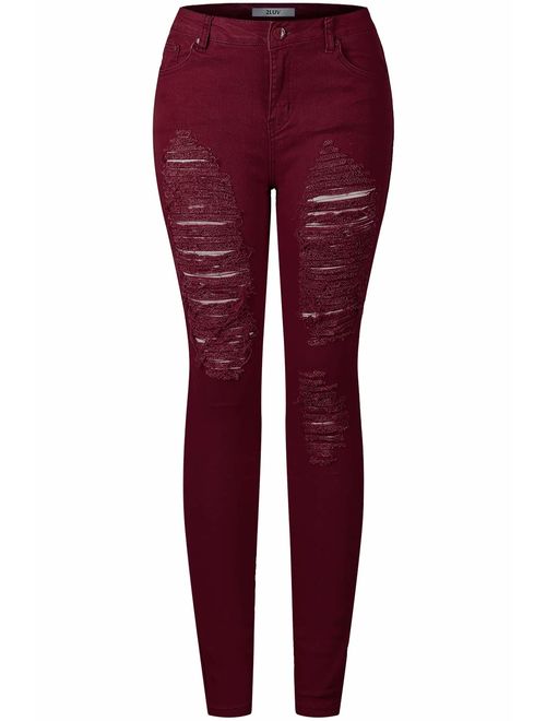 2LUV Women's Distressed Skinny Jeans