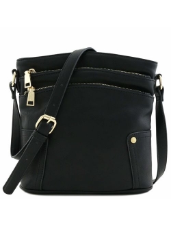 Triple Zip Pocket Medium Crossbody Bag