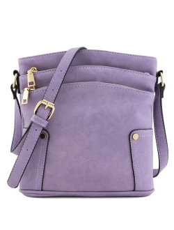 Triple Zip Pocket Medium Crossbody Bag