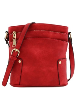 Triple Zip Pocket Medium Crossbody Bag