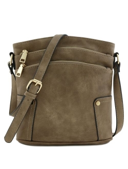 Triple Zip Pocket Medium Crossbody Bag