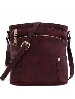 Triple Zip Pocket Medium Crossbody Bag