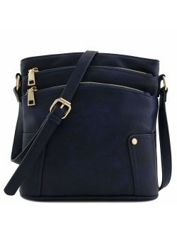 Triple Zip Pocket Medium Crossbody Bag