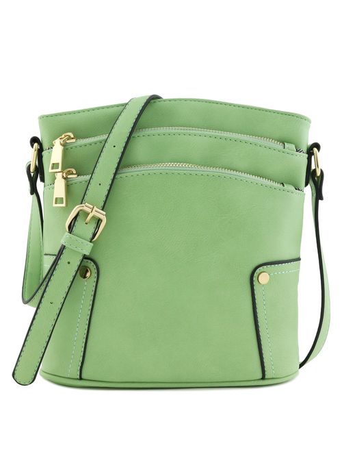 Triple Zip Pocket Medium Crossbody Bag