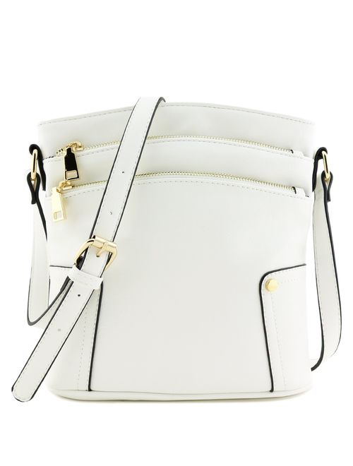 Triple Zip Pocket Medium Crossbody Bag