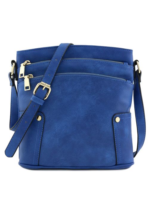 Triple Zip Pocket Medium Crossbody Bag