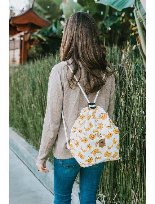 Lemur Bags Canvas Backpack Purse - Cute Eco-Friendly Drawstring Shoulder Bucket Day Bag