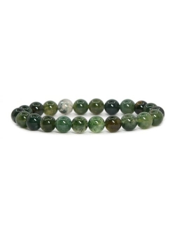 Justinstones Gem Semi Precious Gemstone 8mm Round Beads Stretch Bracelet 7 Inch Unisex