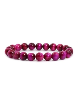 Justinstones Gem Semi Precious Gemstone 8mm Round Beads Stretch Bracelet 7 Inch Unisex