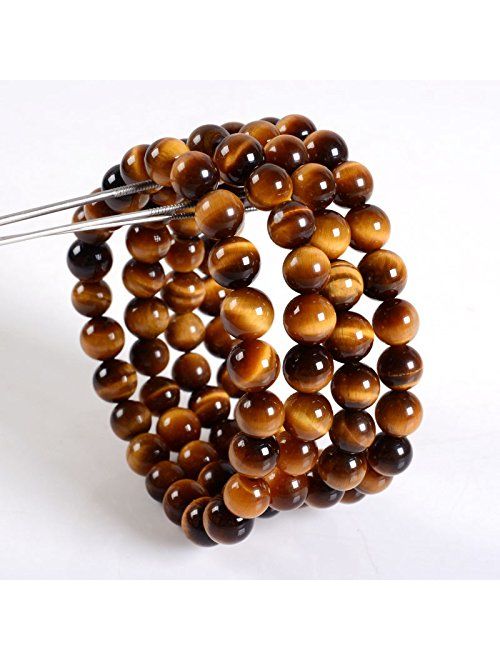 Justinstones Gem Semi Precious Gemstone 8mm Round Beads Stretch Bracelet 7 Inch Unisex